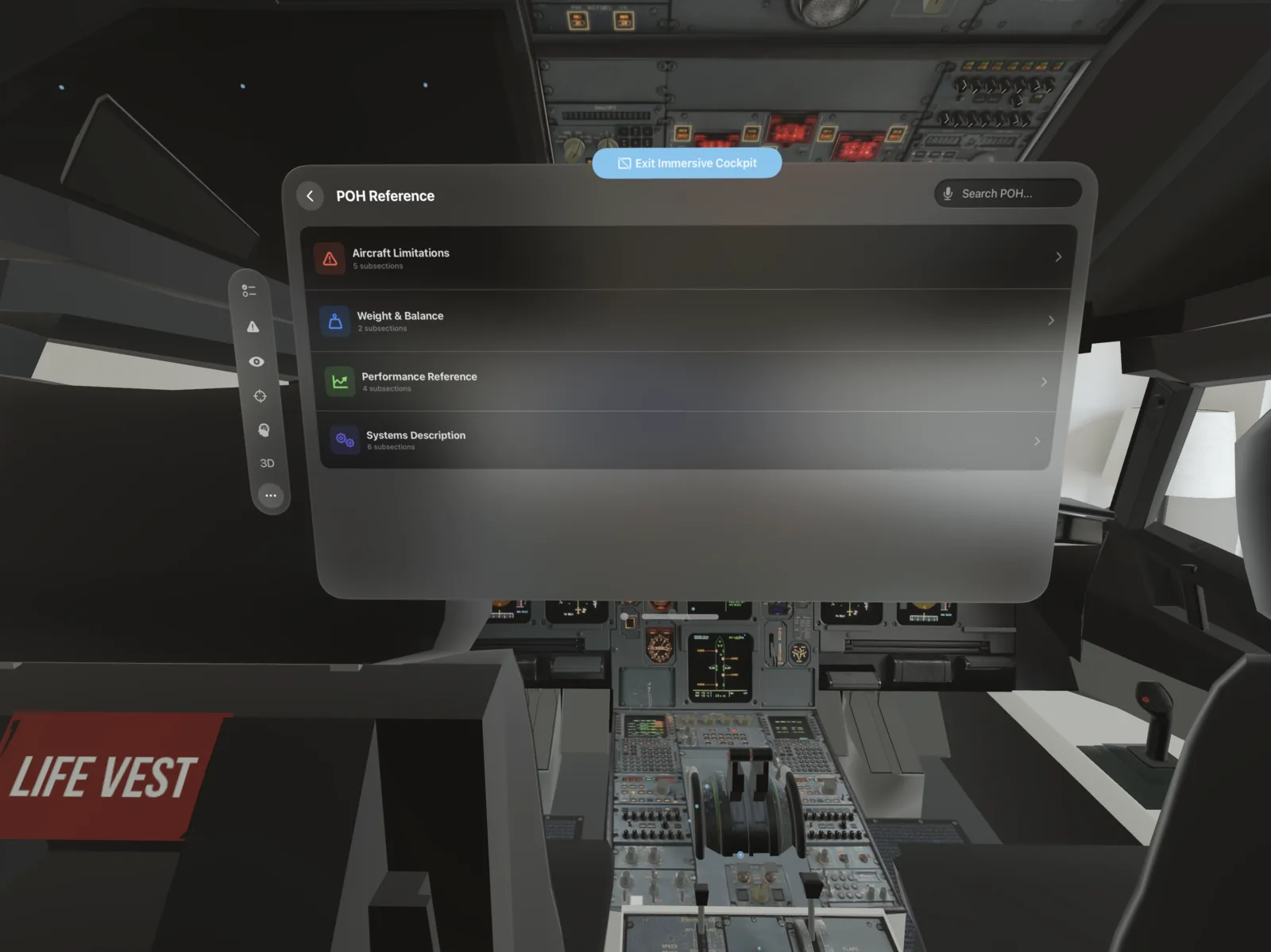 A320 Guide on Apple Vision Pro — Vertical Navigation MCDU steps