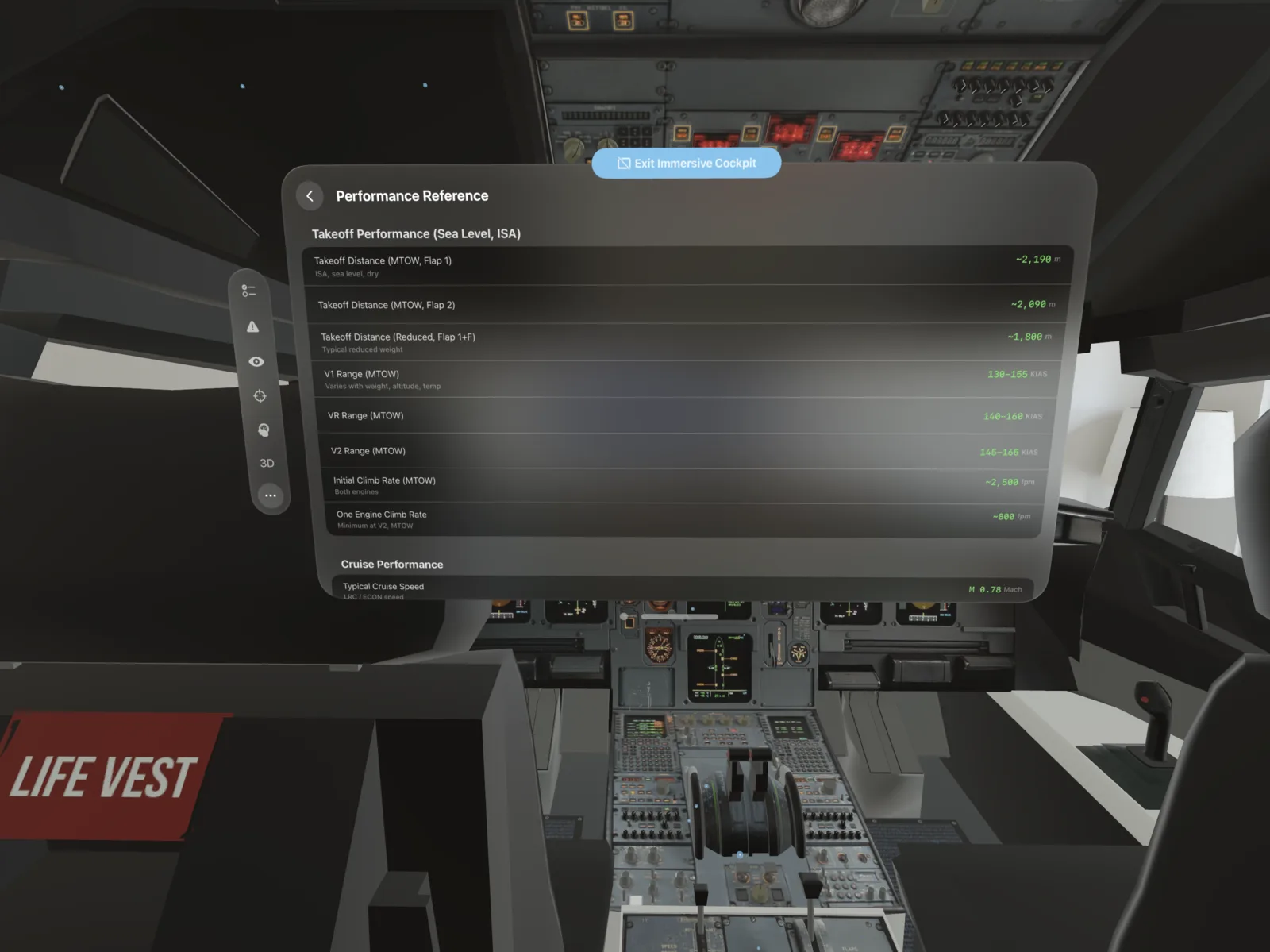 A320 Guide on Apple Vision Pro — Dual Engine Failure memory items